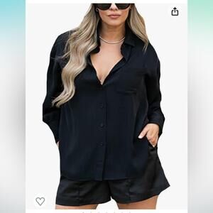 Kerrently The Drop Women's Black Oversized Boyfriend Shirt Black Medium
